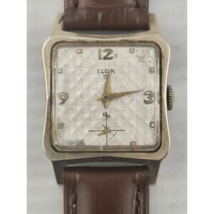 1951 Mens Elgin 21 Jewels 10k Gold Filled 680 Cal Mechanical Wind New Band Runs